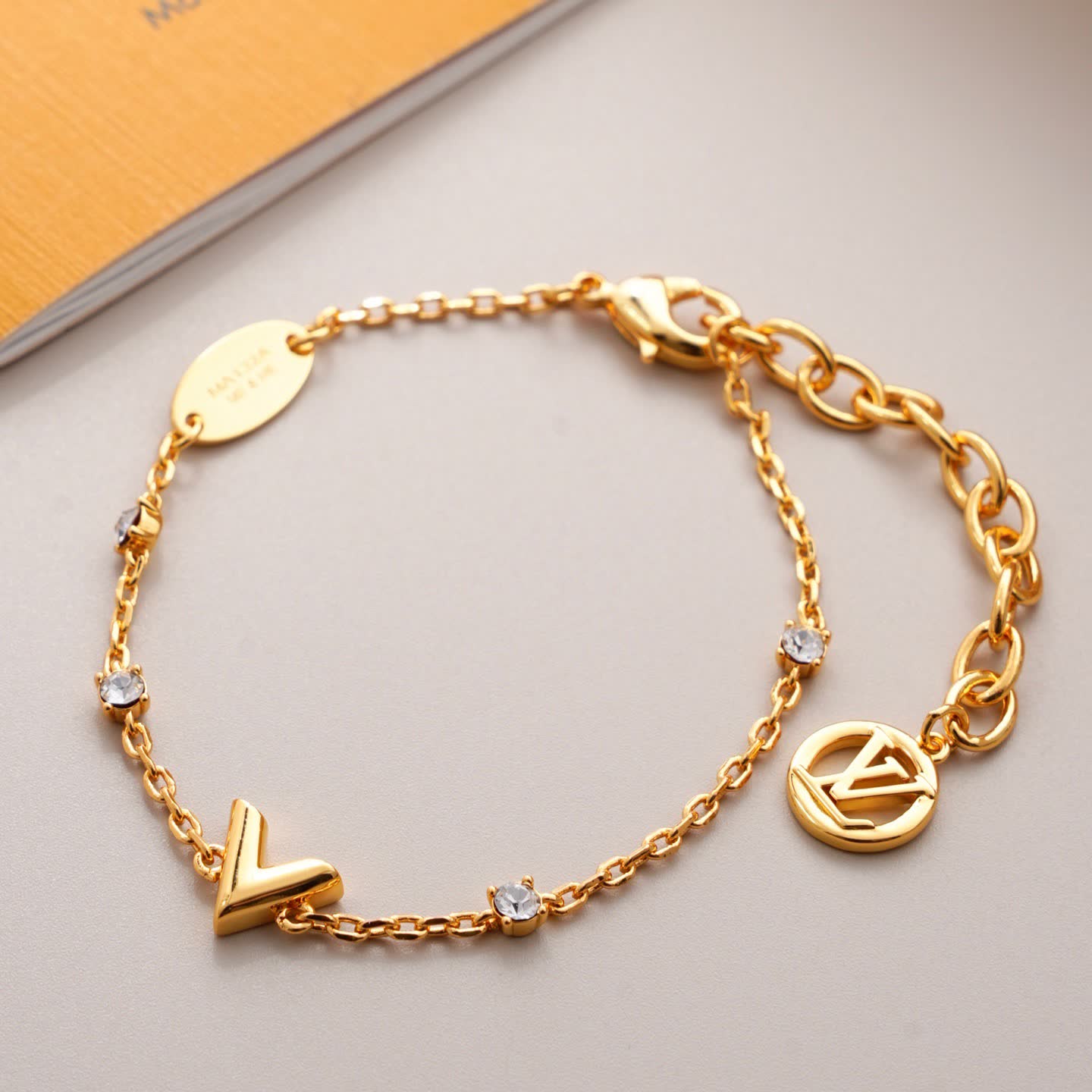 Louis Vuitton Gold Tone Crystal Bracelet
